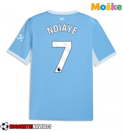 Moške Nogometnih dresov Manchester City Iliman Ndiaye #7 Domači 2026-27 Kratki rokavi Moške Nogometnih dresov Manchester City Iliman Ndiaye #7 Domači 2026-27 Kratki rokavi